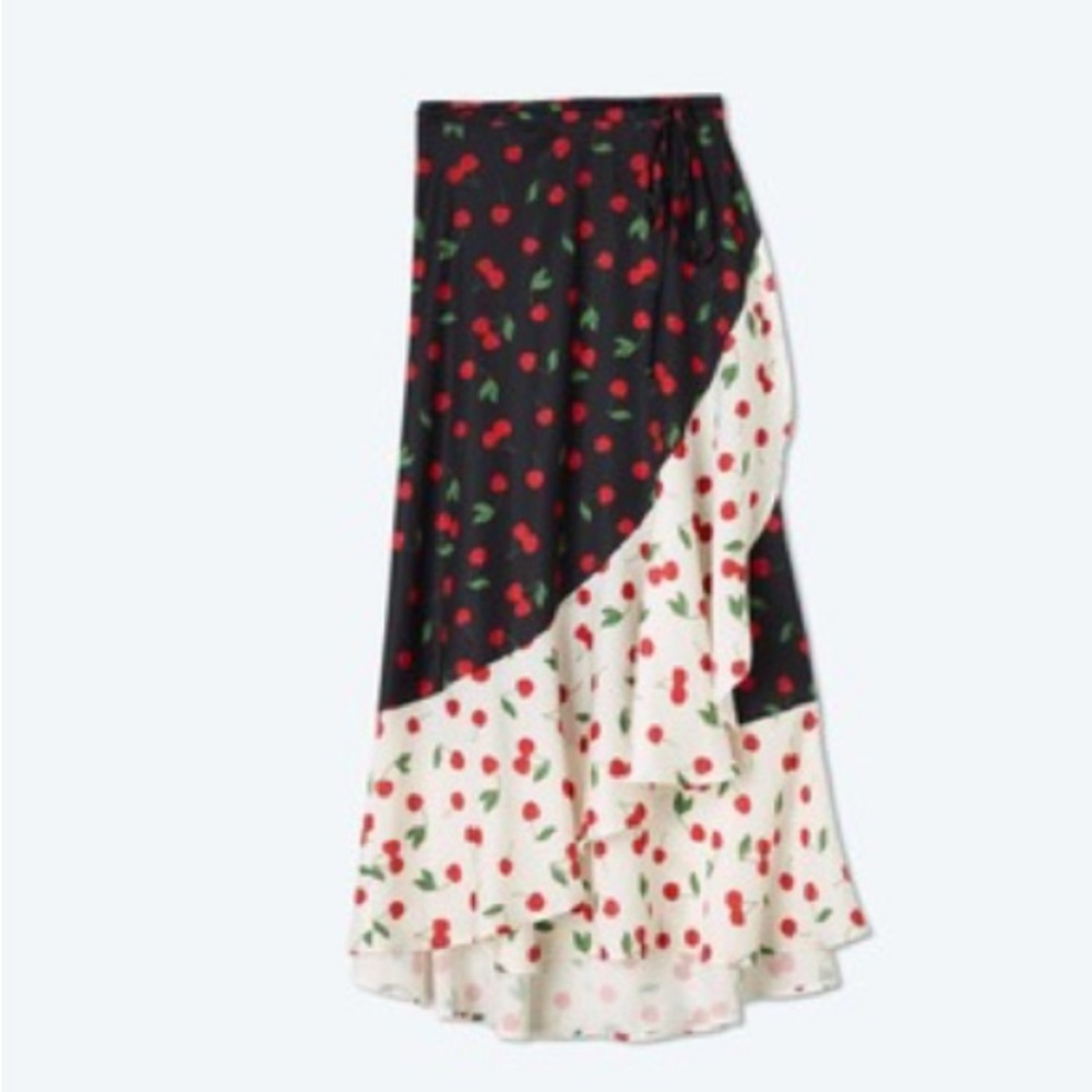 Summersalt “Beach to Brunch” Cherry Print Asymmetrical Wrap Skirt
